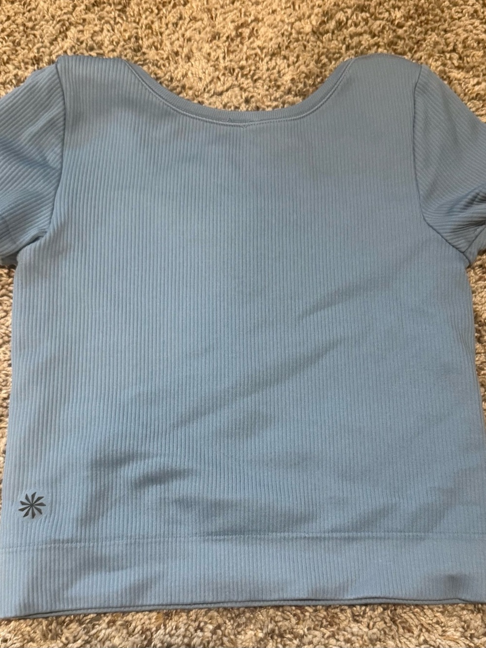 Athleta Girl Ribbed Crop Tee Blue Short Sleeve Girls XS 6/7